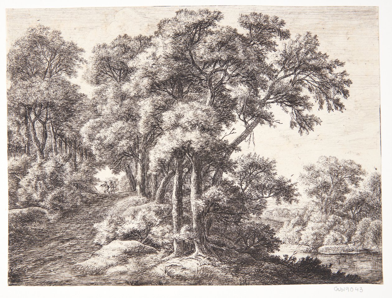 Bosweg bij een rivier door Anthonie Waterloo