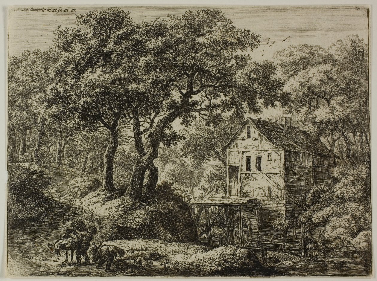De molen in het bos door Anthonie Waterloo