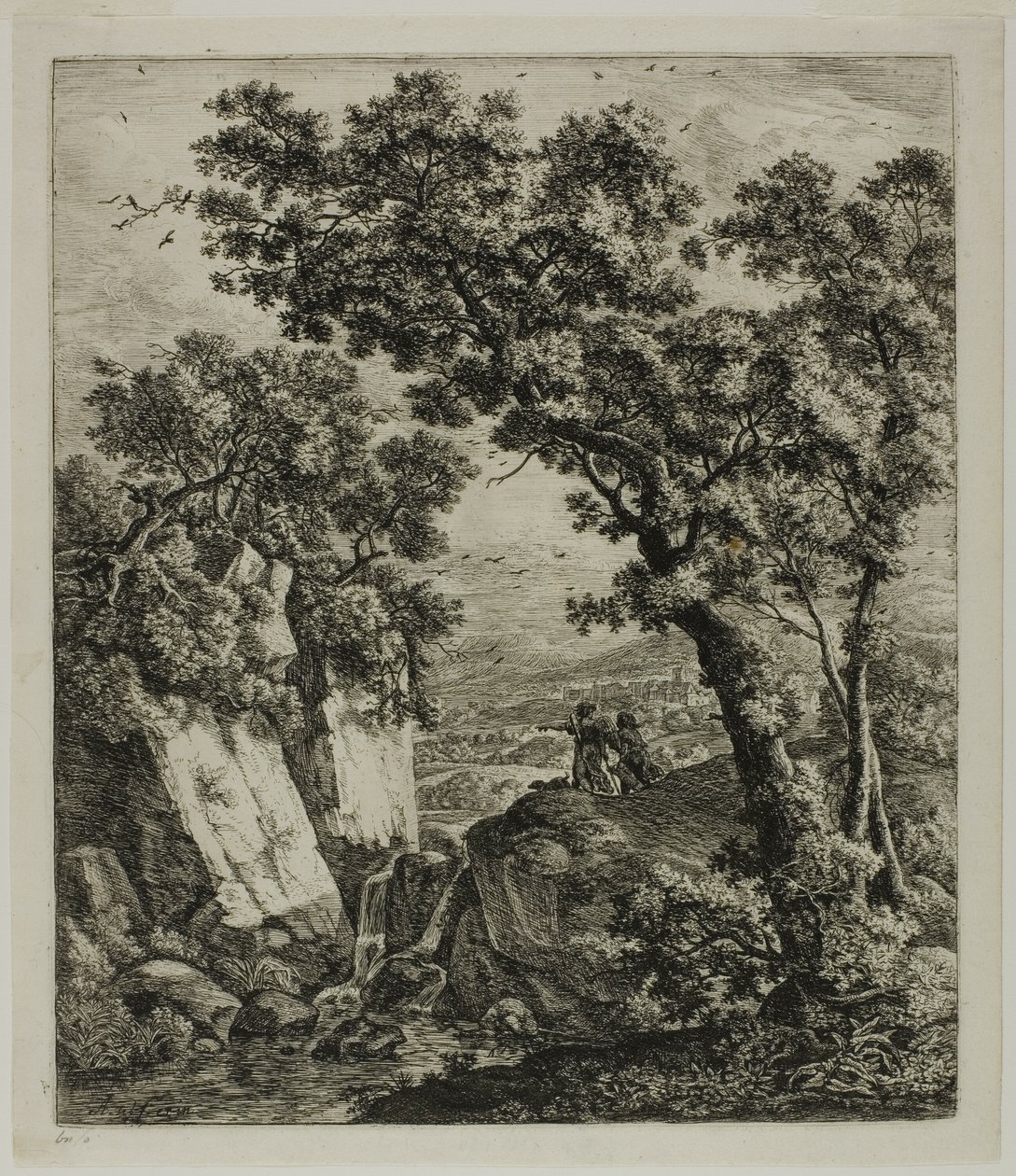 Tobias en de Engel, uit Zes Landschapsonderwerpen uit het Oude Testament door Anthonie Waterloo