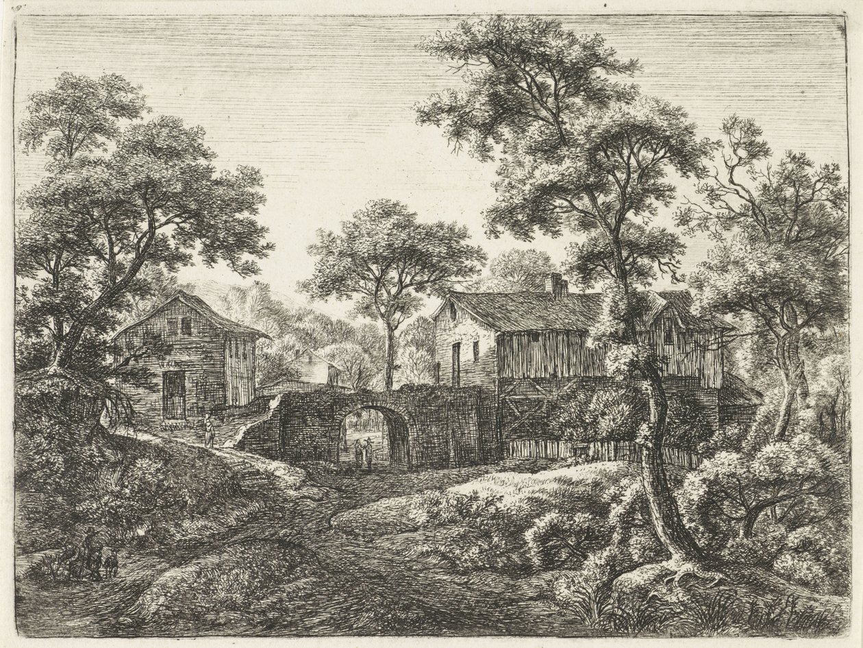 Toegangspoort van een dorp door Anthonie Waterloo