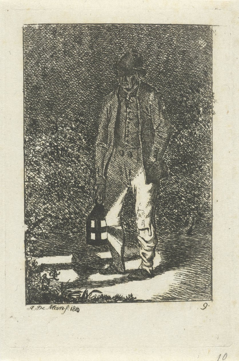 Man met een lantaarn door Anthonie Willem Hendrik Nolthenius de Man