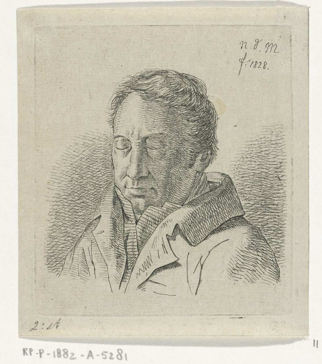 Man met gesloten ogen door Anthonie Willem Hendrik Nolthenius de Man
