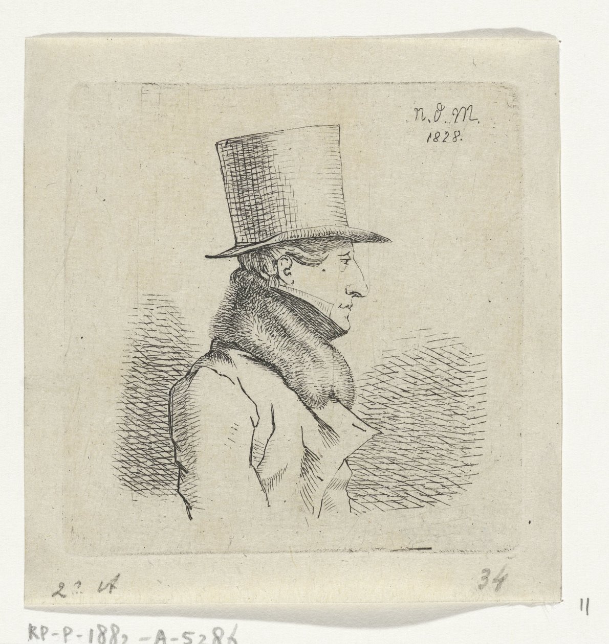 Man met hoge hoed door Anthonie Willem Hendrik Nolthenius de Man
