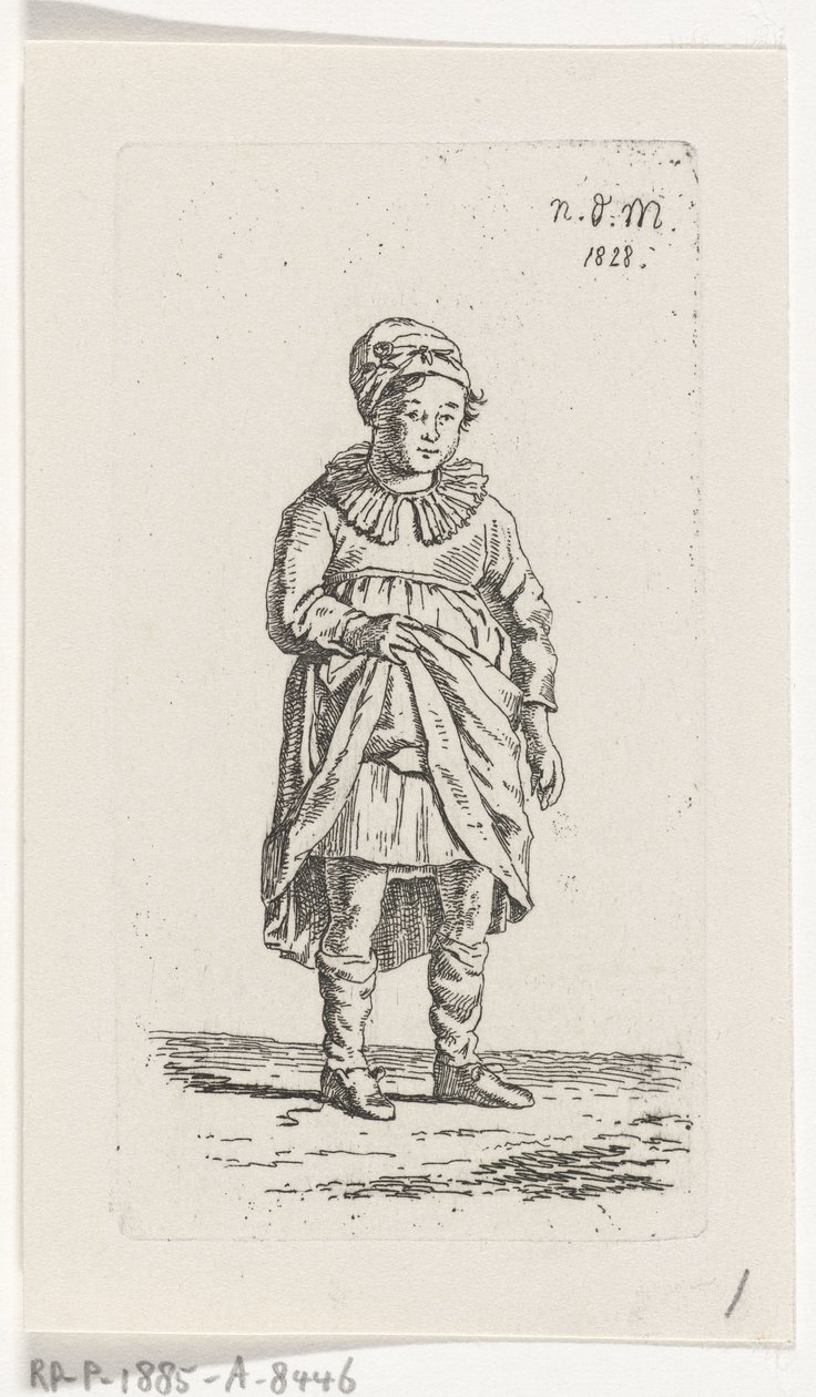 Meisje dat haar rok optilt door Anthonie Willem Hendrik Nolthenius de Man