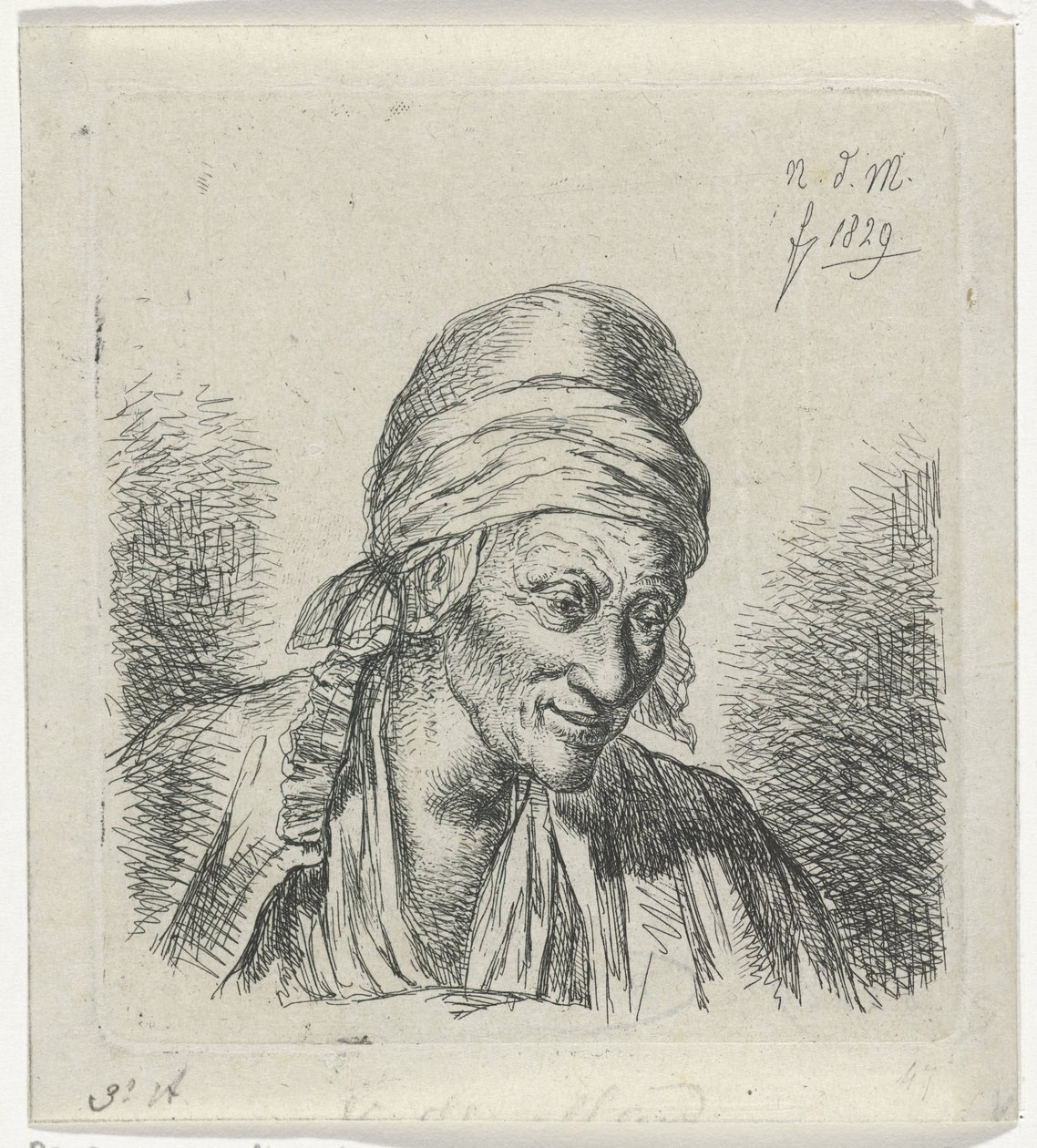 Oude vrouw naar rechts door Anthonie Willem Hendrik Nolthenius de Man