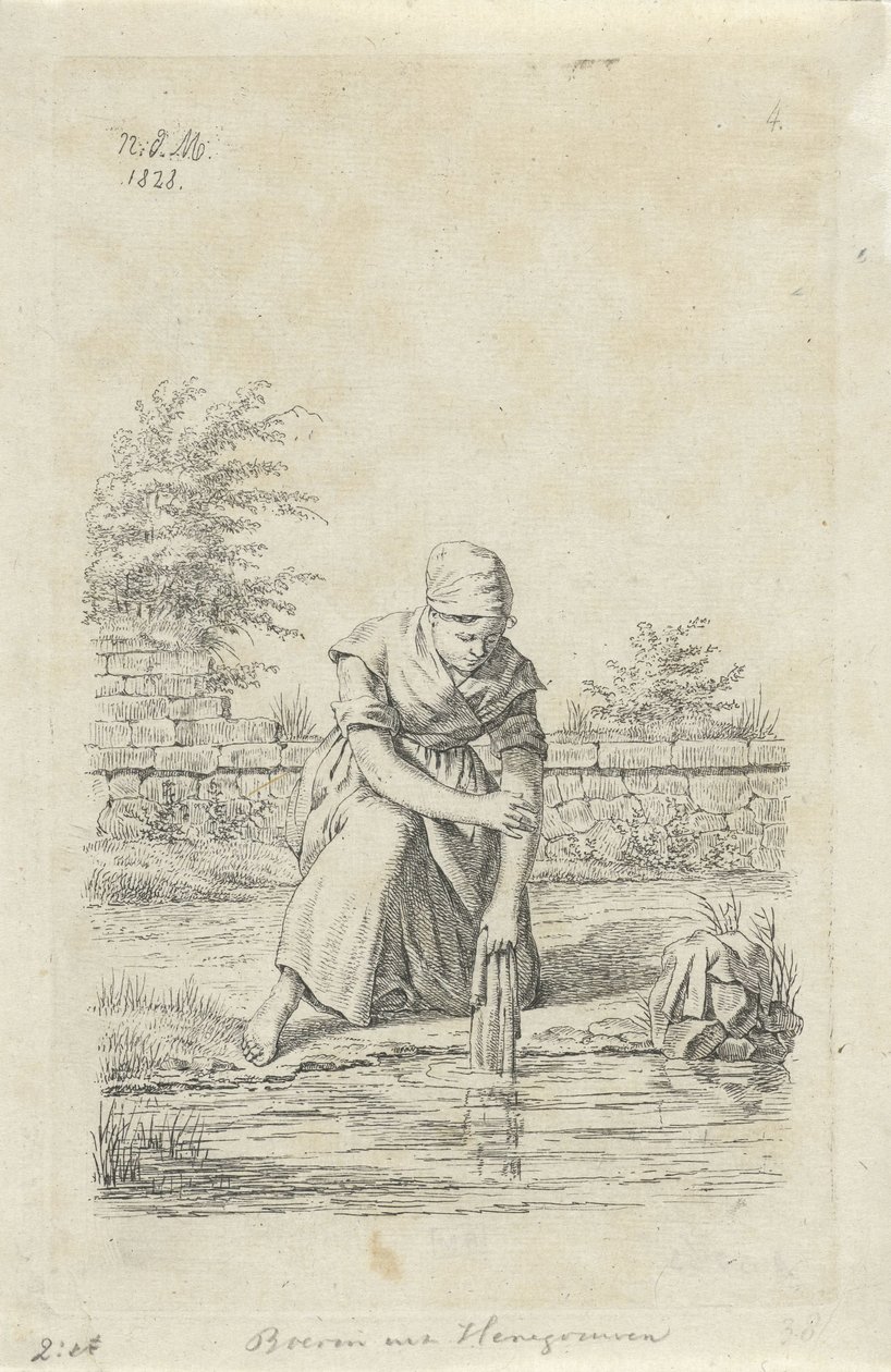 Wassende vrouw uit Henegouwen Boerin uit Henegouwen Boeren en boerinnen uit het Verenigd Koninkrijk der Nederlanden door Anthonie Willem Hendrik Nolthenius de Man
