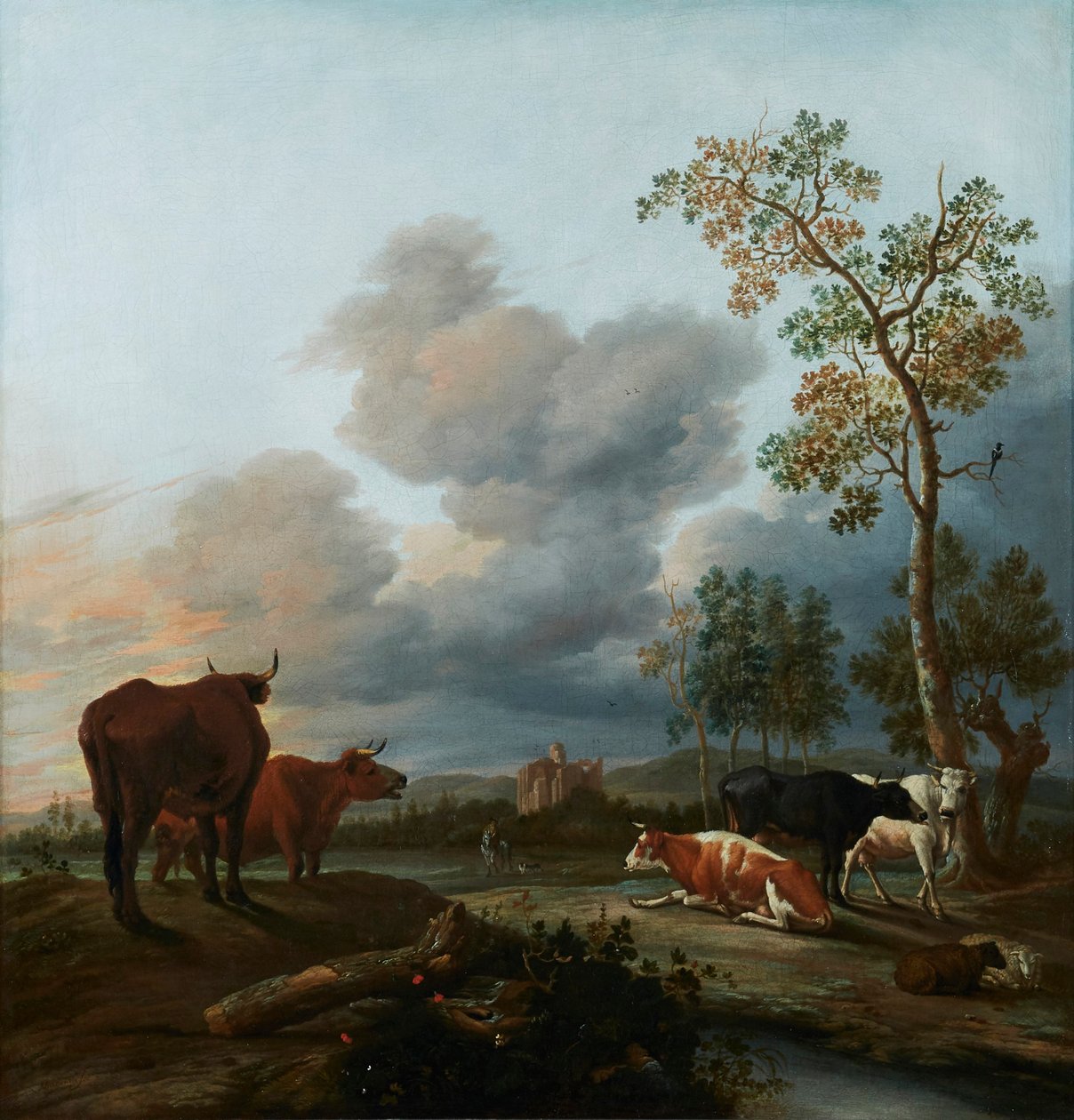 Dutch: Landschap met koeien Landscape with cows door Anthonie van Borssom
