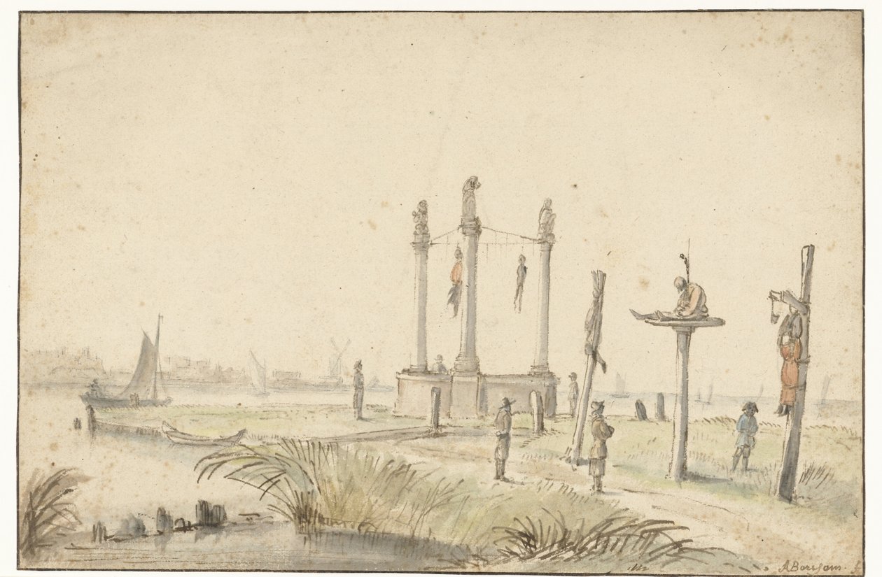 Galgenveld aan de rand van de Volewijk door Anthonie van Borssom