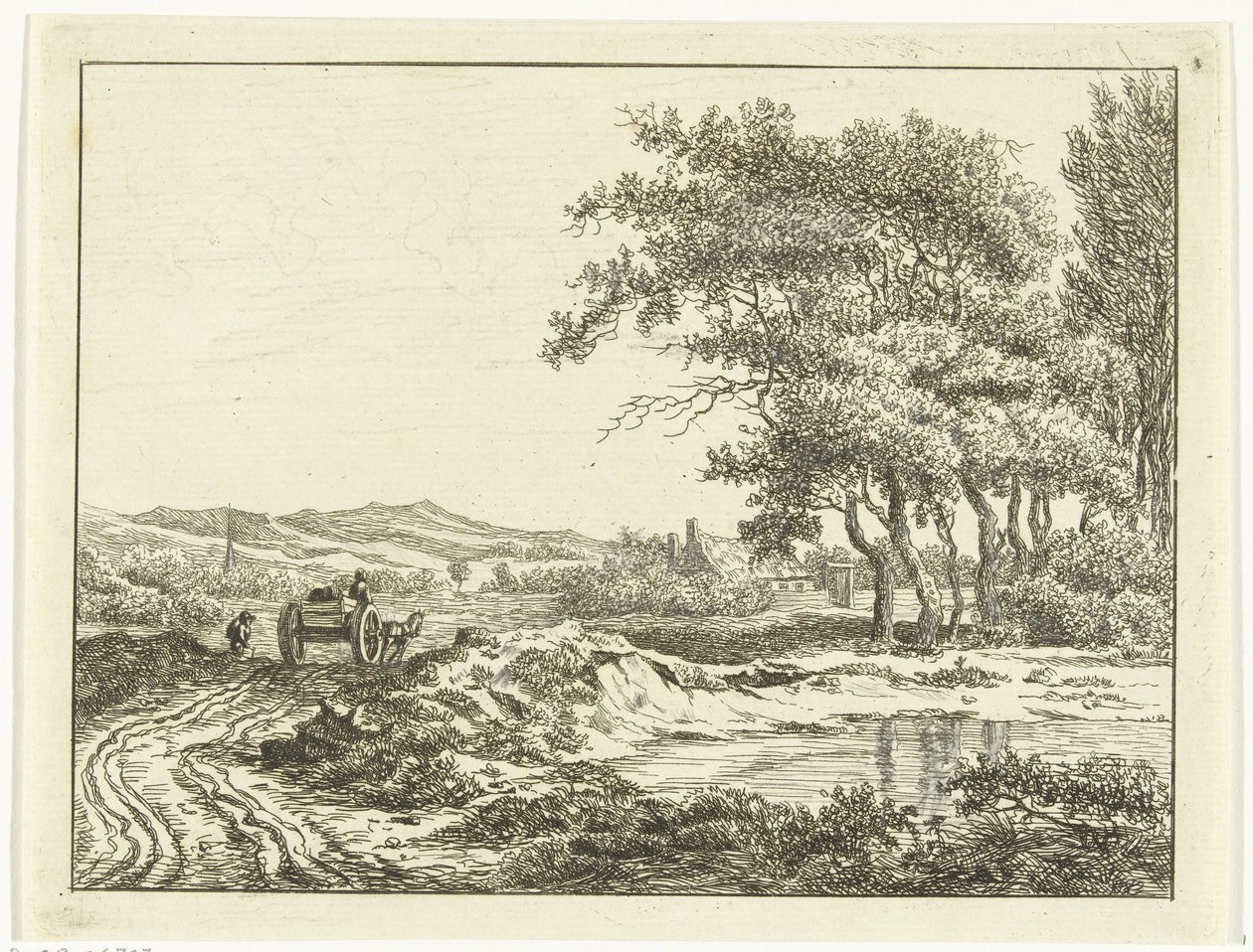 Kar op een landweg bij de duinen door Anthonie van den Bos