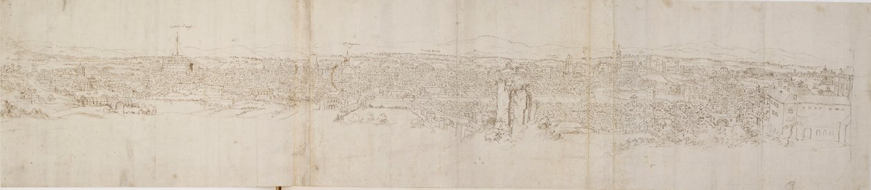 Panoramisch Uitzicht op Rome vanaf Monte Janiculus, ca. 1550s door Anthonis van den Wyngaerde