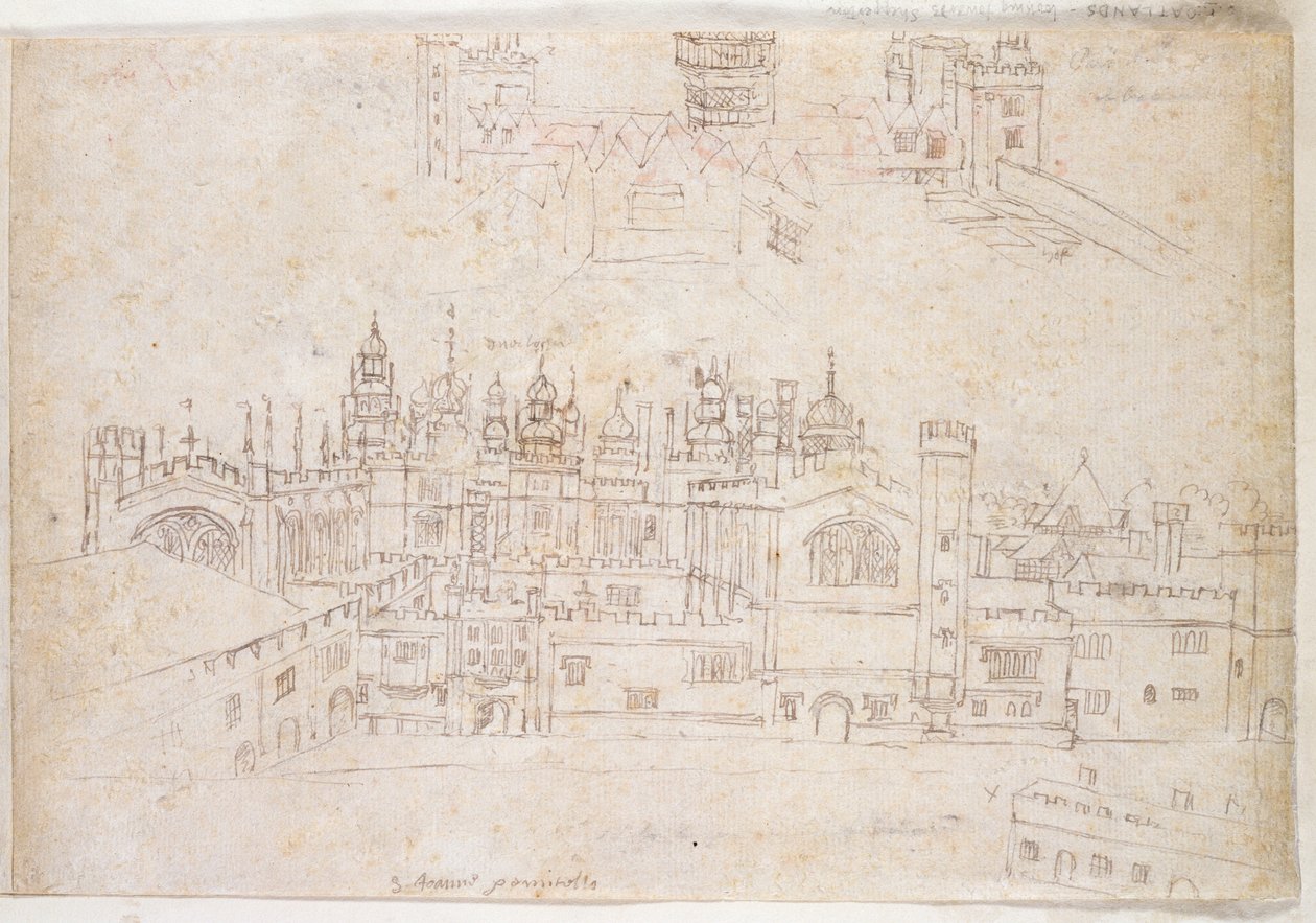 Studies van Paleis van Oatlands en Hampton Court, c.1544 door Anthonis van den Wyngaerde