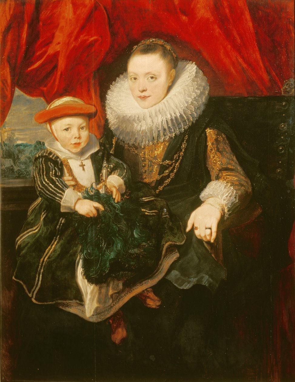 Portret van een vrouw en kind door Anthony van Dyck