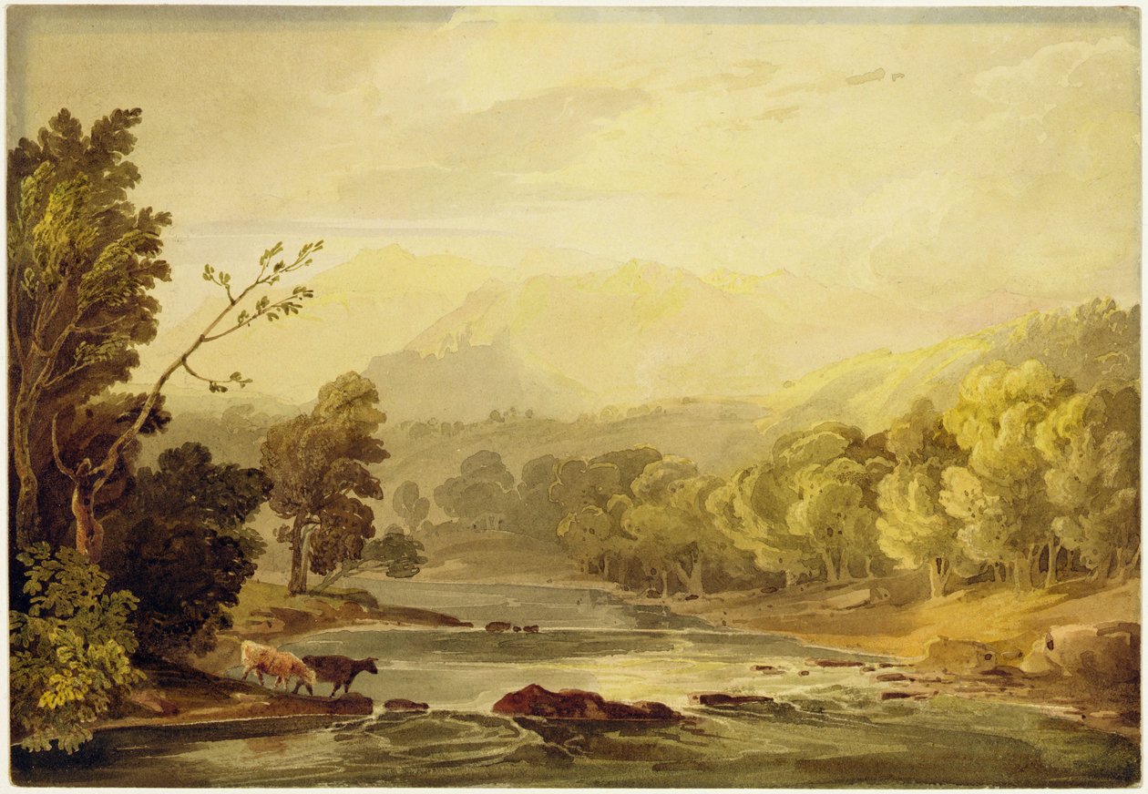 Een Uitzicht op de Brathay bij Ambleside door Anthony Vandyke Copley Fielding