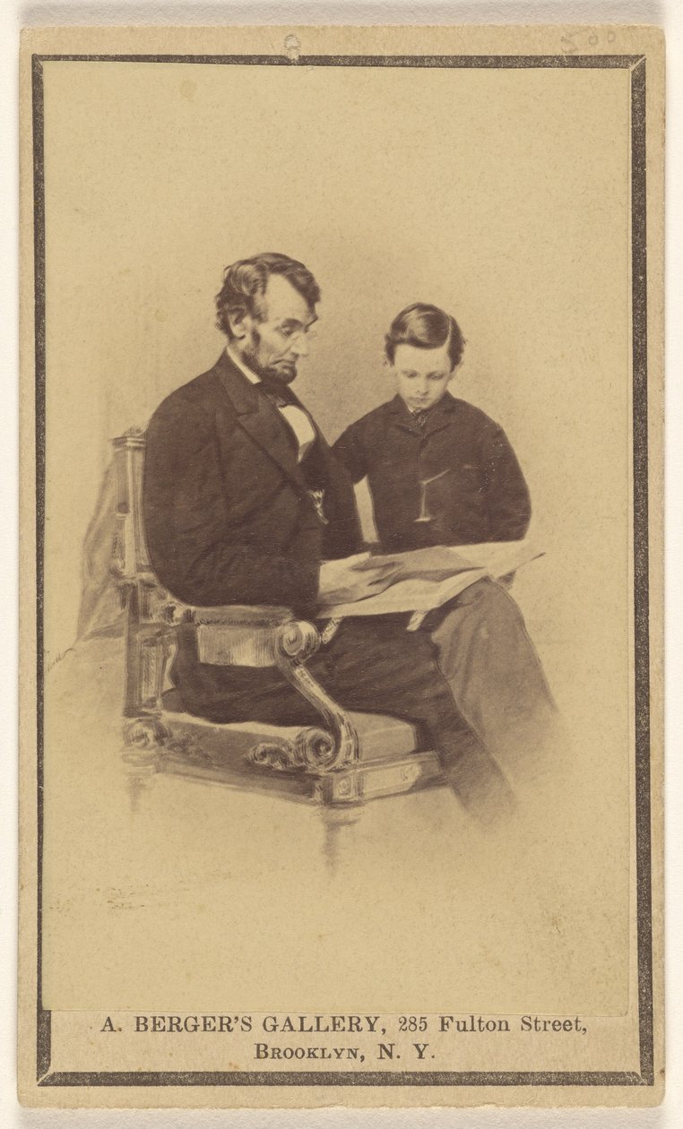 President Lincoln leest de bijbel voor aan zijn zoon Tad door Anthony Berger