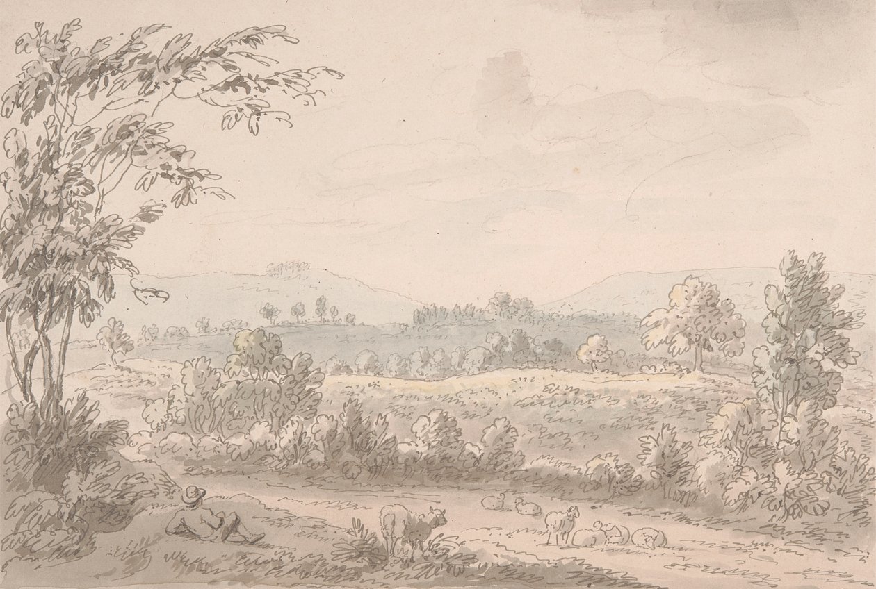 Landschap met Herder en Schapen door Anthony Devis