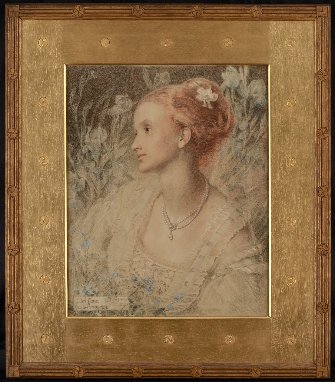 Clara Flower (gekleurd krijt op crèmekleurig papier) door Anthony Frederick Augustus Sandys