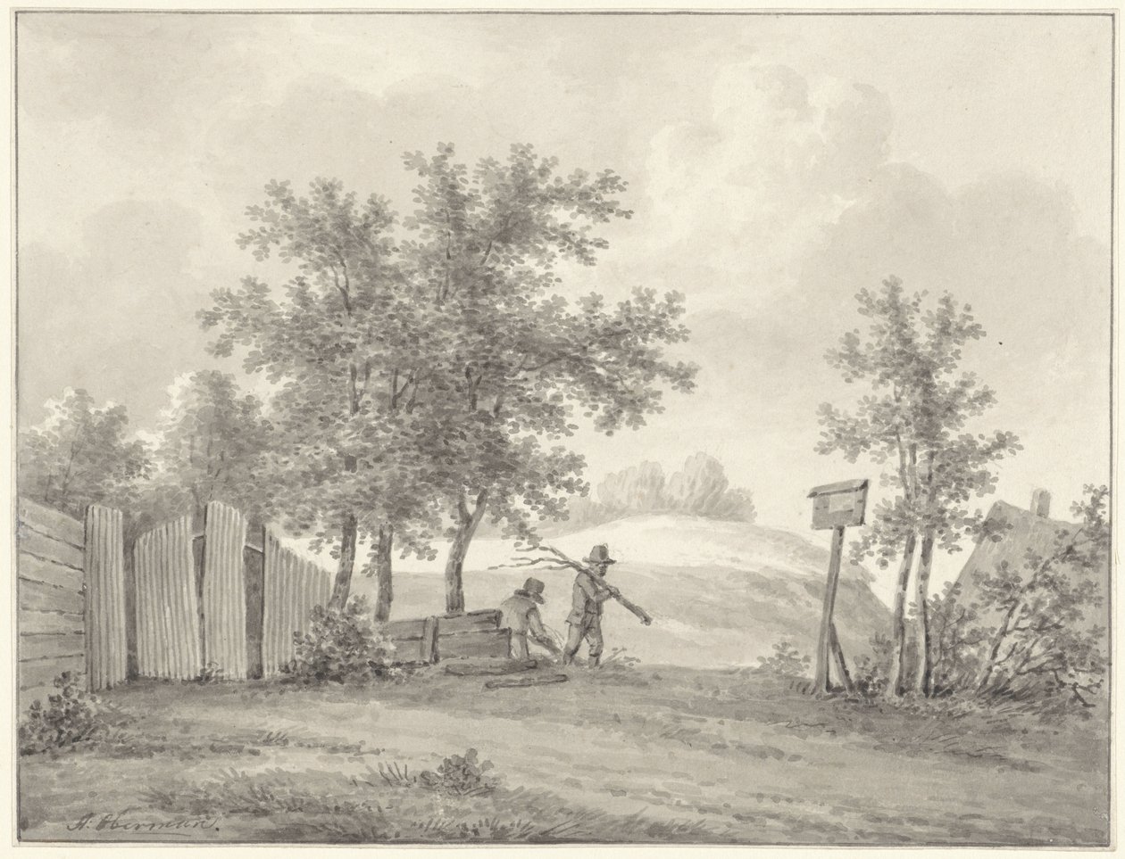 Duinlandschap met twee sprokkelaars door Anthony Oberman
