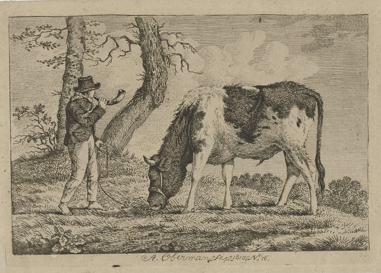 Herder met koe door Anthony Oberman