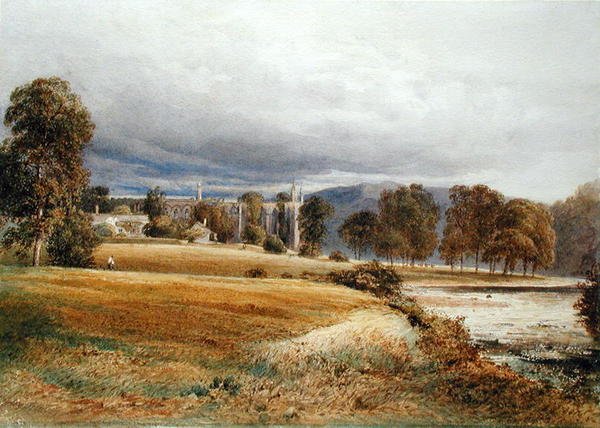 Bolton Abbey vanaf de rivier Wharfe, zuidelijk uitzicht door Anthony Vandyke Copley Fielding