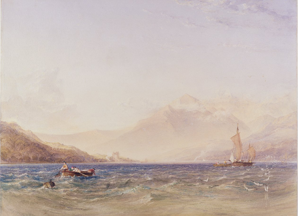 Het hoofd van Loch Fyne, met Dindarra Castle, 1850 door Anthony Vandyke Copley Fielding