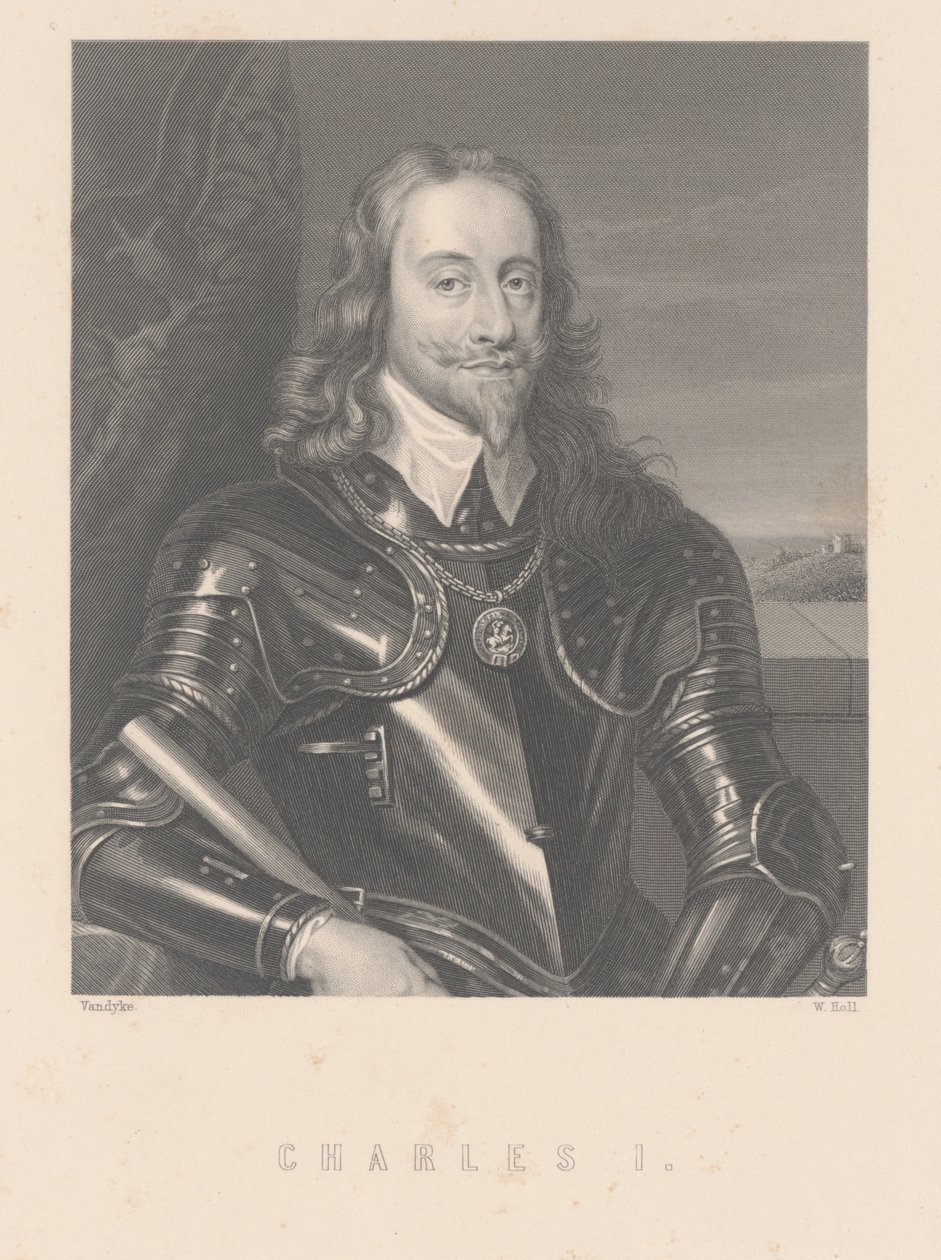 Karel I, gegraveerd door W. Hall door Anthony van Dyck