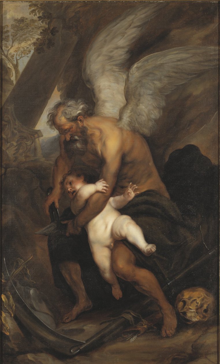 Chronos knipt de vleugels van Cupido door Anthony van Dyck