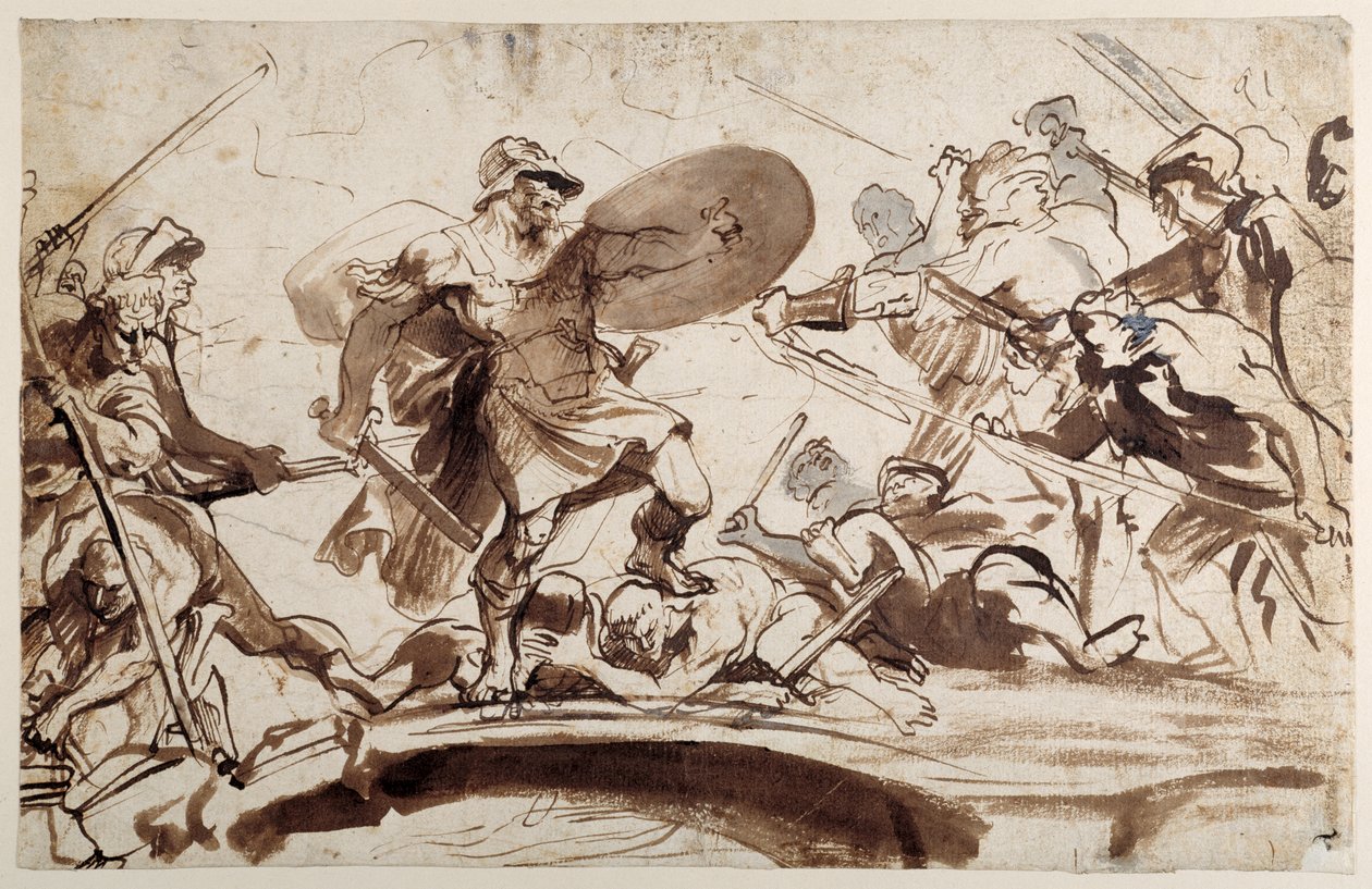 Horatius Cocles verdedigt de Tiberbrug door Anthony van Dyck