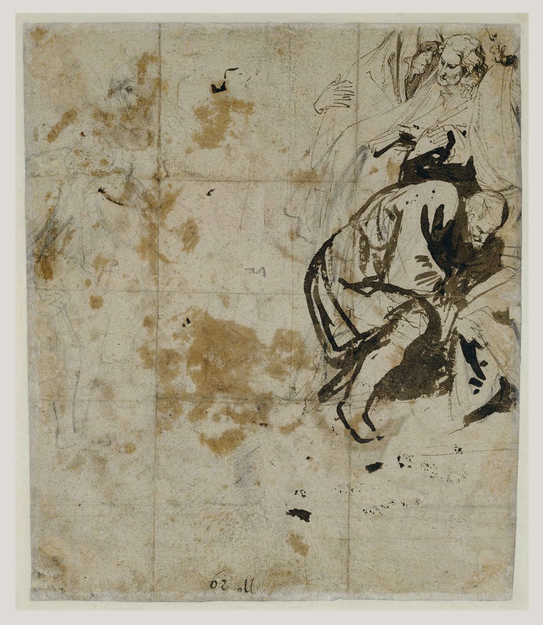Gedeeltelijke Studie van de Graflegging (verso) (1617-18) door Anthony van Dyck