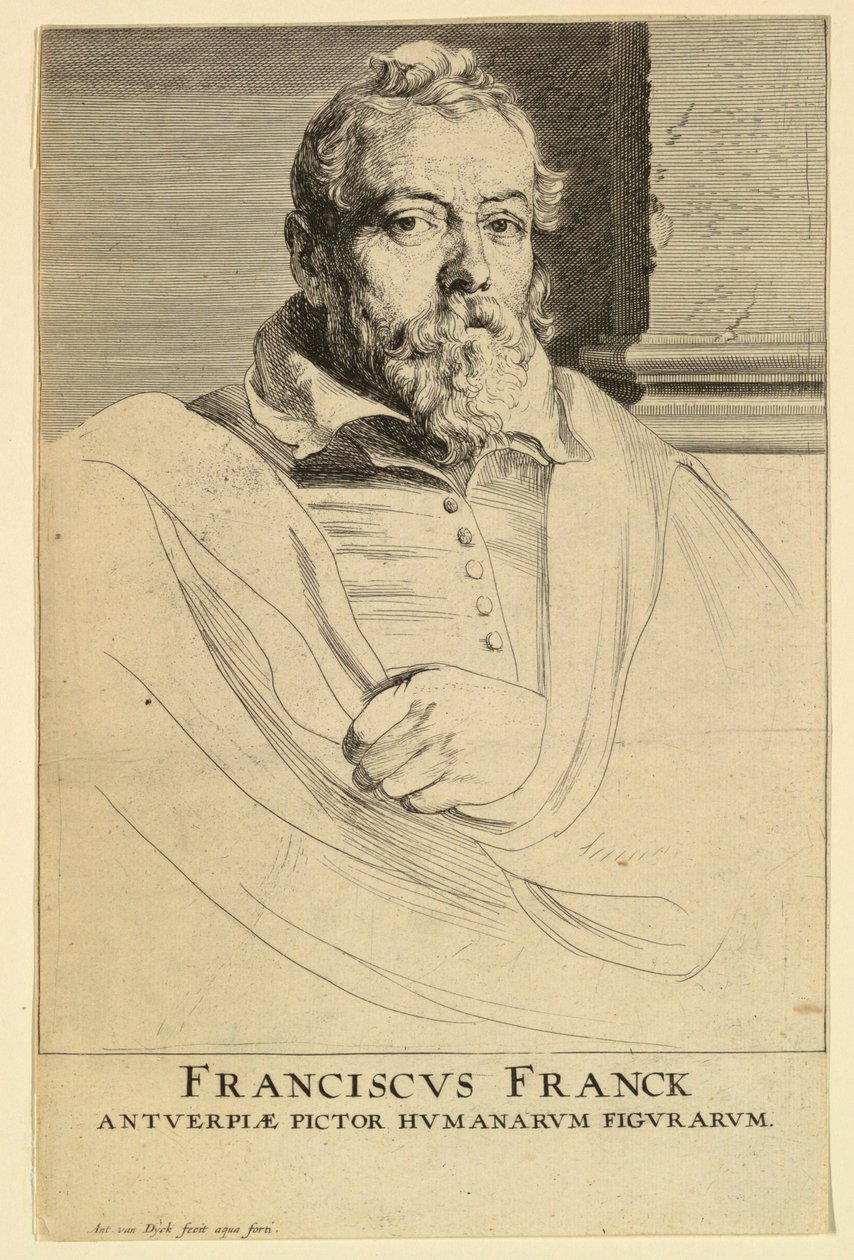 Portret van Frans Francken, uit de Icones Principum Virorum door Anthony van Dyck