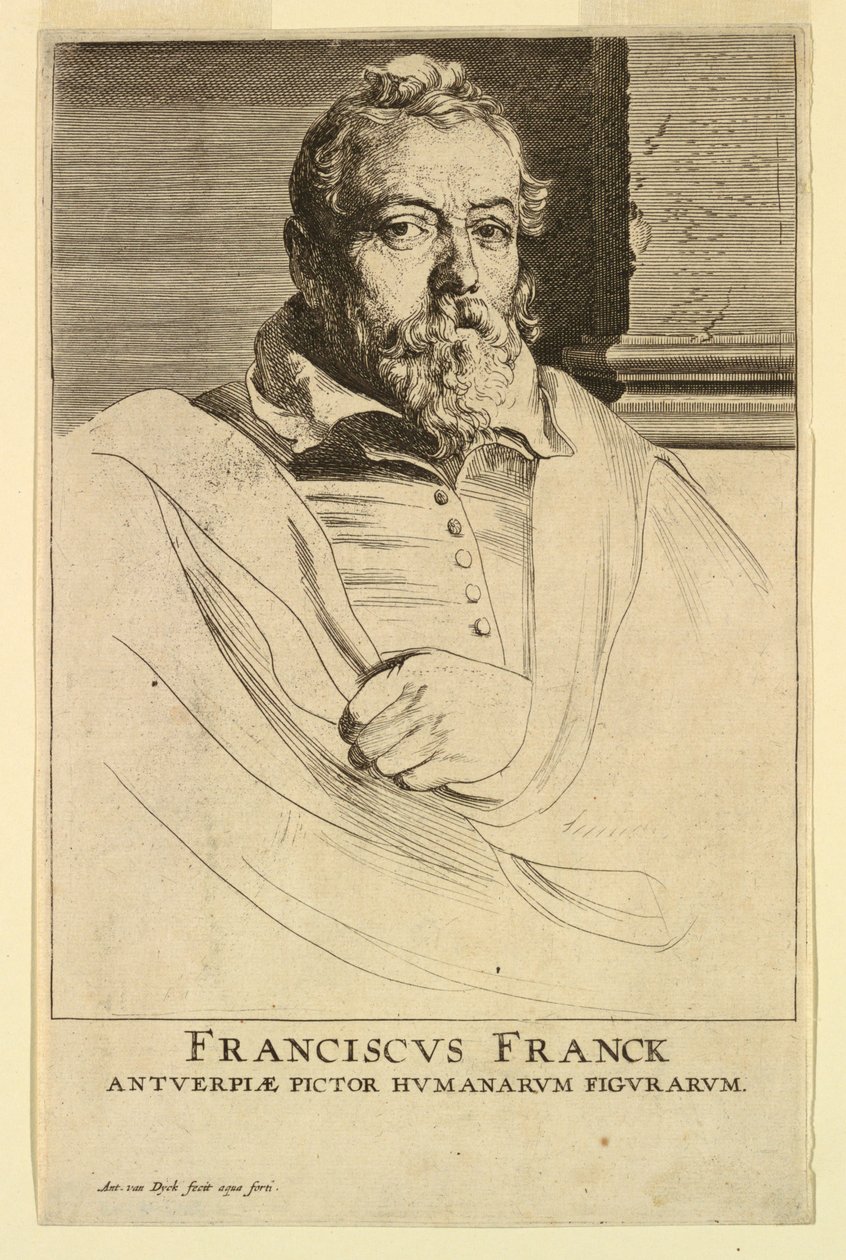 Portret van Frans Francken, uit de Icones Principum Virorum door Anthony van Dyck