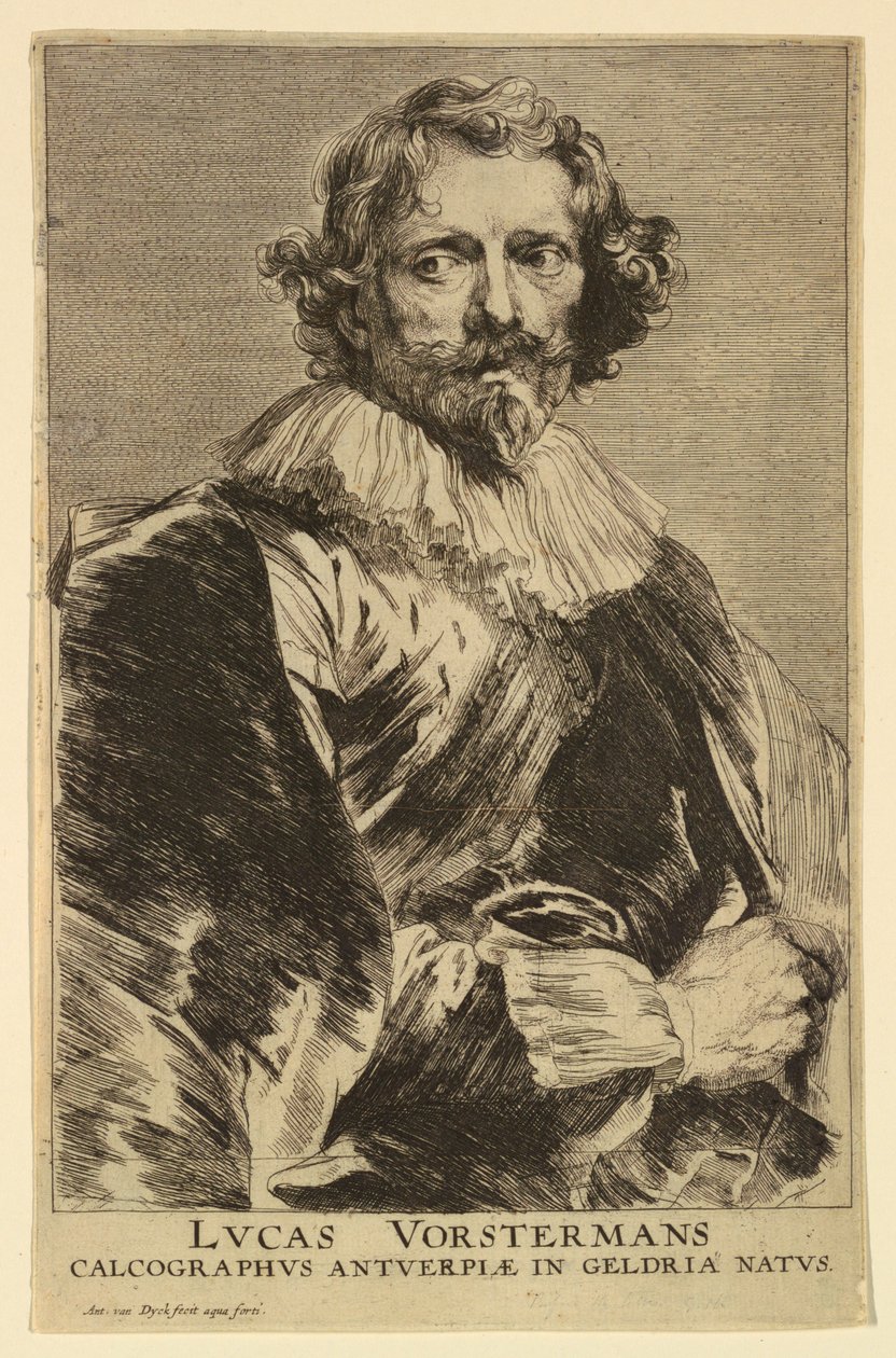 Portret van Lucas Vorsterman I, uit de Icones Principum Virorum door Anthony van Dyck