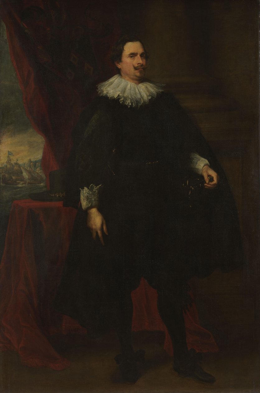 Portret van een mannelijk lid van de familie Van der Borcht, ca. 1635 (olieverf op doek) door Anthony van Dyck