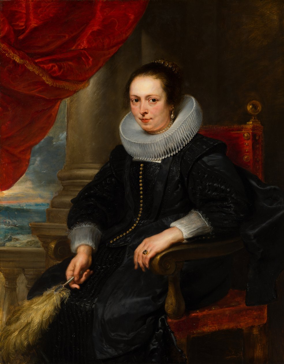 Portret van een vrouw, mogelijk Clara Fourment door Anthony van Dyck