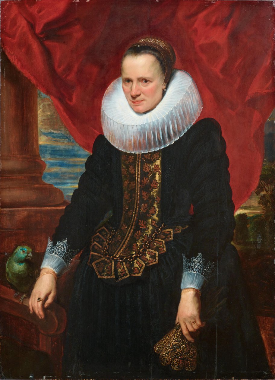 Portret van een vrouw met een grote kraag door Anthony van Dyck
