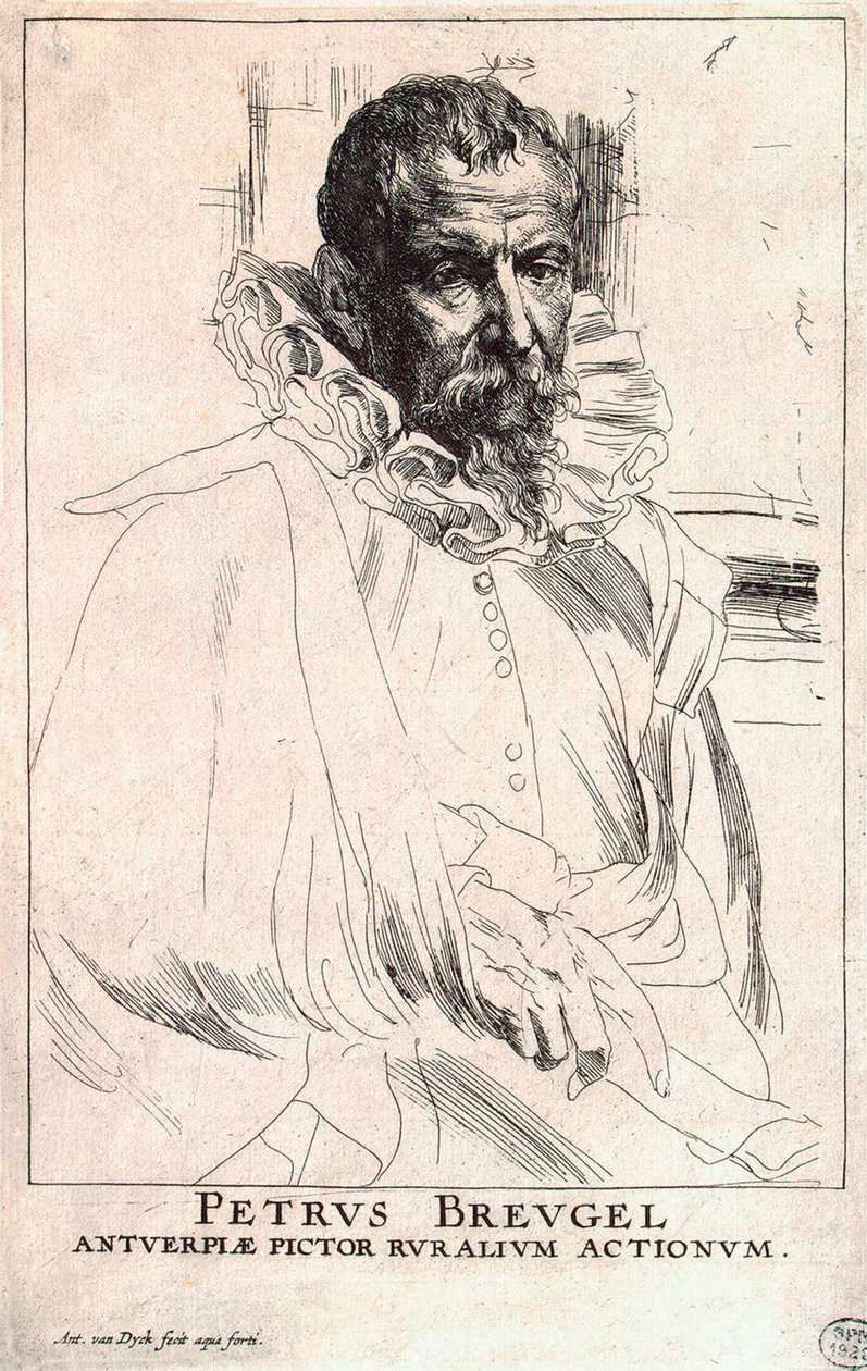 Portret van de kunstenaar Pieter Bruegel de Jongere, 1564-1636, begin 17e eeuw door Anthony van Dyck
