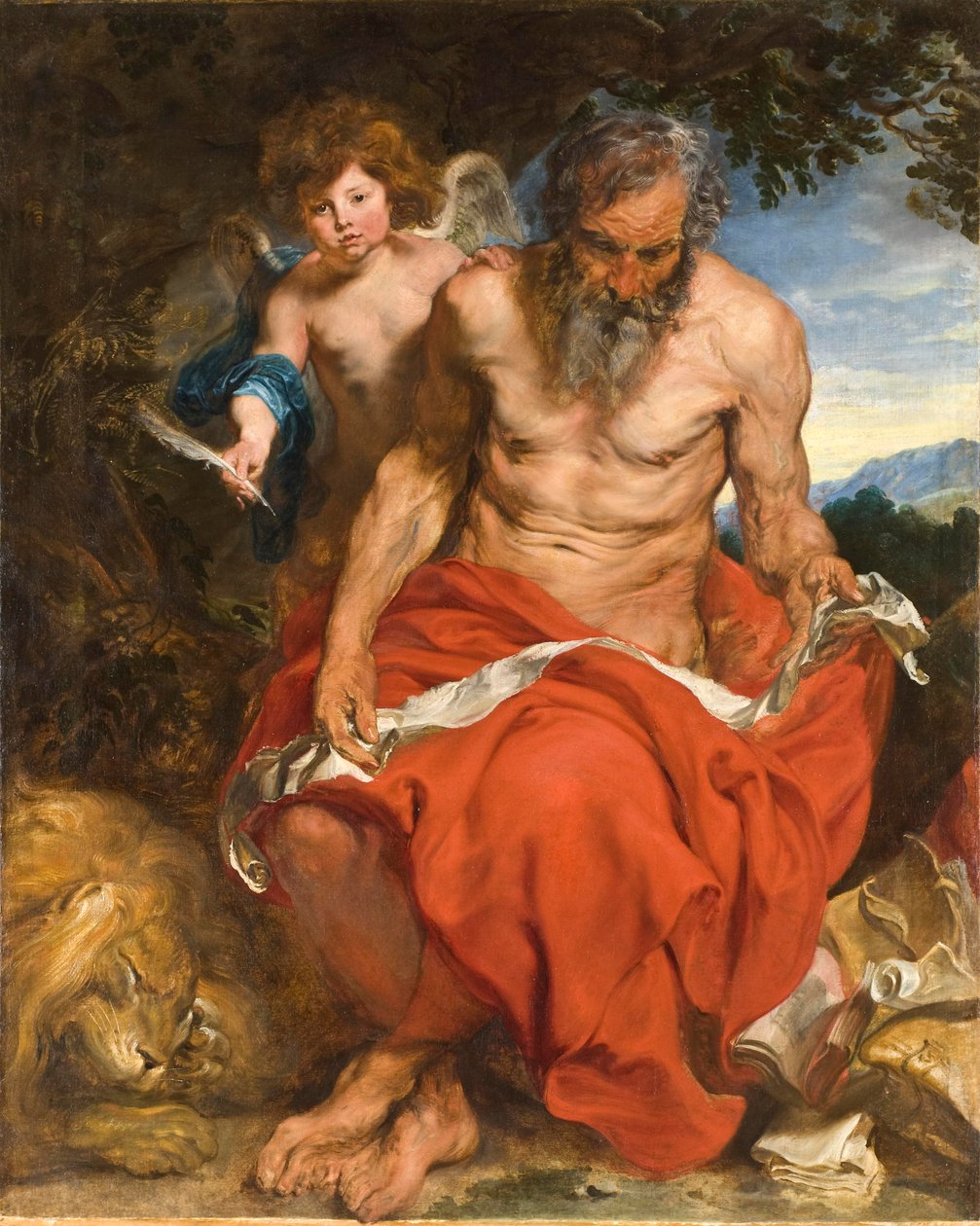 De heilige Hiëronymus, ca.1620 (olieverf op doek) door Anthony van Dyck