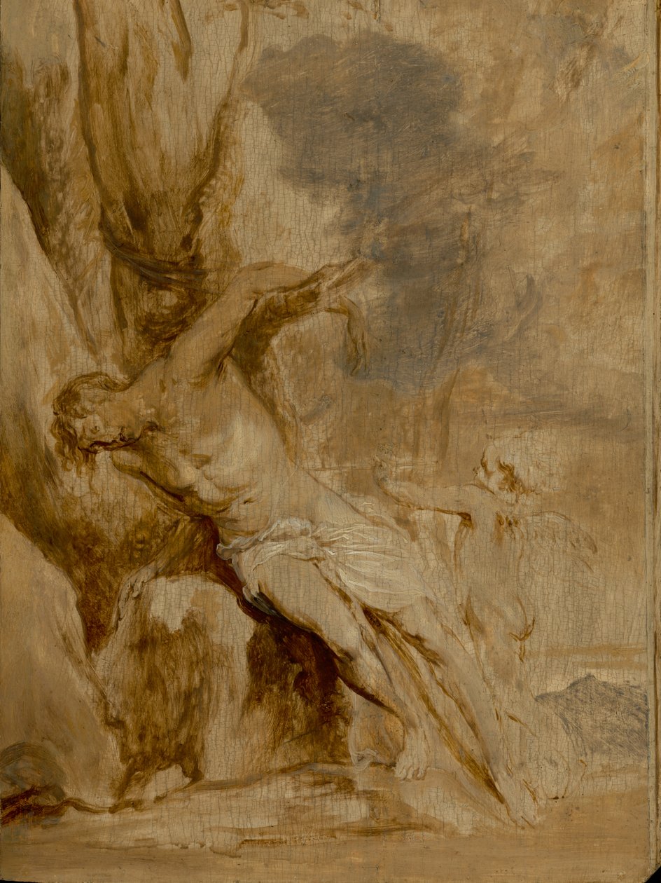 De heilige Sebastiaan verzorgd door een engel door Anthony van Dyck