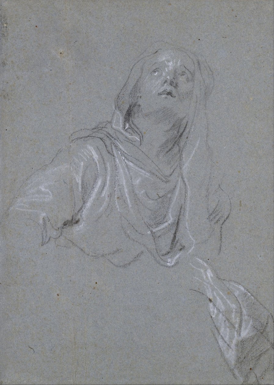 Studie van een omhoog kijkende Madonna door Anthony van Dyck