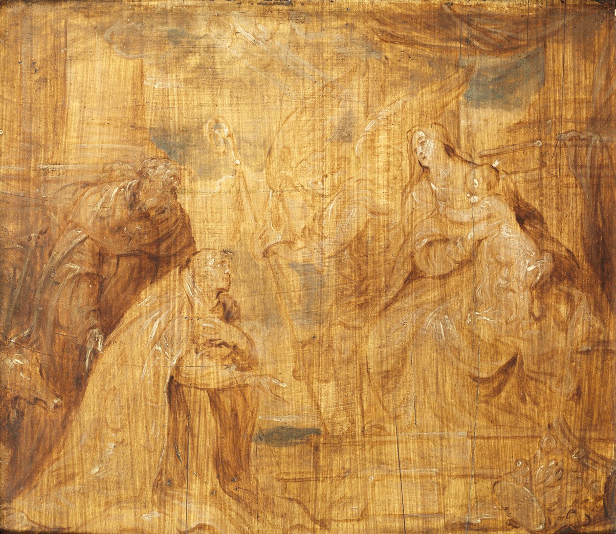 Maagd en Kind met een Bisschop Donor en Sint Antonius Abt, 1628-32 door Anthony van Dyck