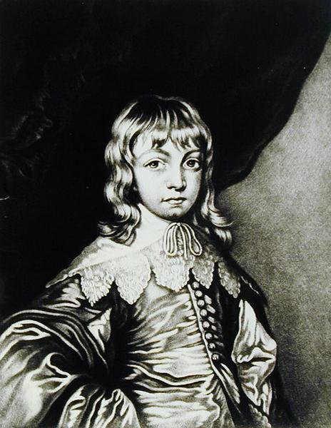 Portret van George, Hertog van Buckingham (1592-1628) gegraveerd door Robert Dunkarton (1744-c.1817) uit Illustrious Characters in British History (mezzotint) door Anthony van after Dyck