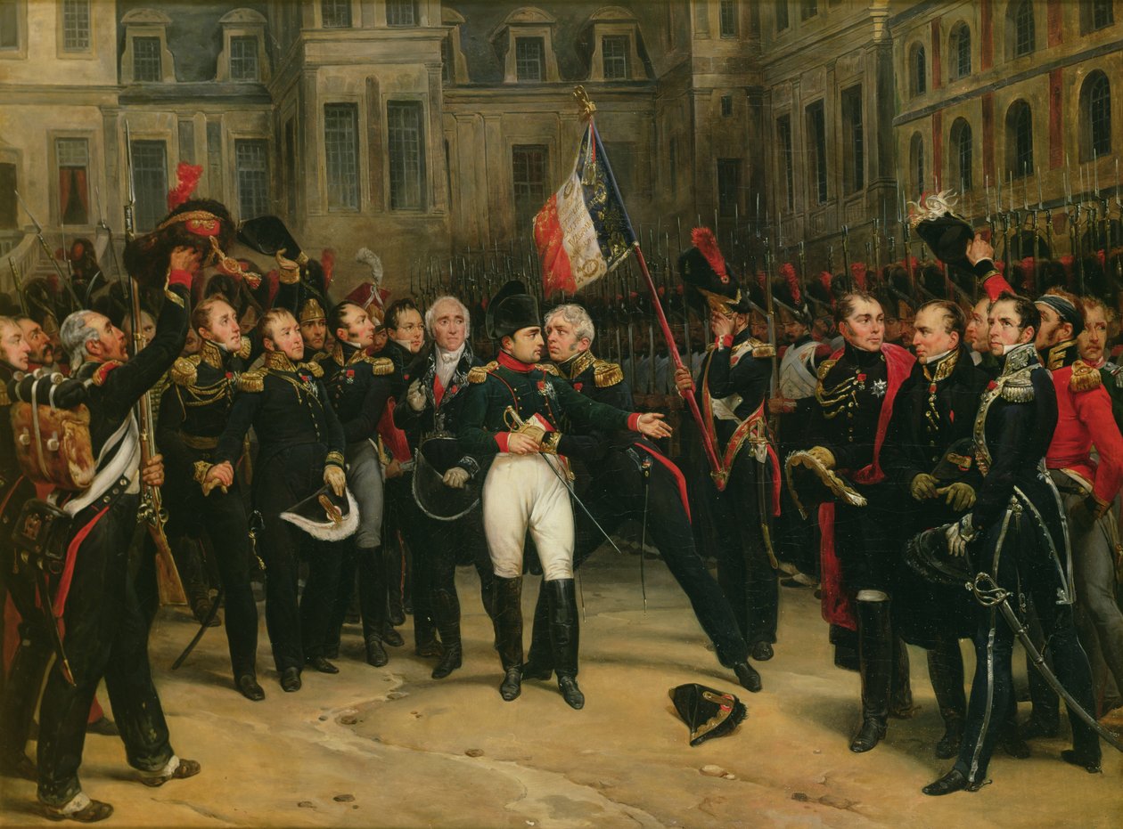 Napoleon I (1769-1821) Neemt Afscheid van de Keizerlijke Garde in de Cheval-Blanc Binnenplaats bij het Kasteel van Fontainebleau, 20 april 1814, 1825 door Antoine Alphonse Montfort