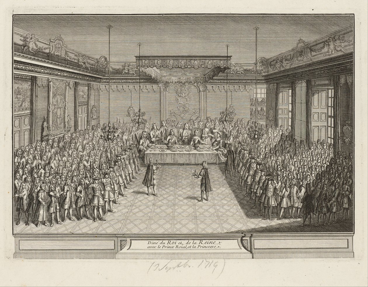 Showpiece banket in de Hoek Parade Hal in Dresden Paleis op 3 september 1719 door Francois Antoine Aveline