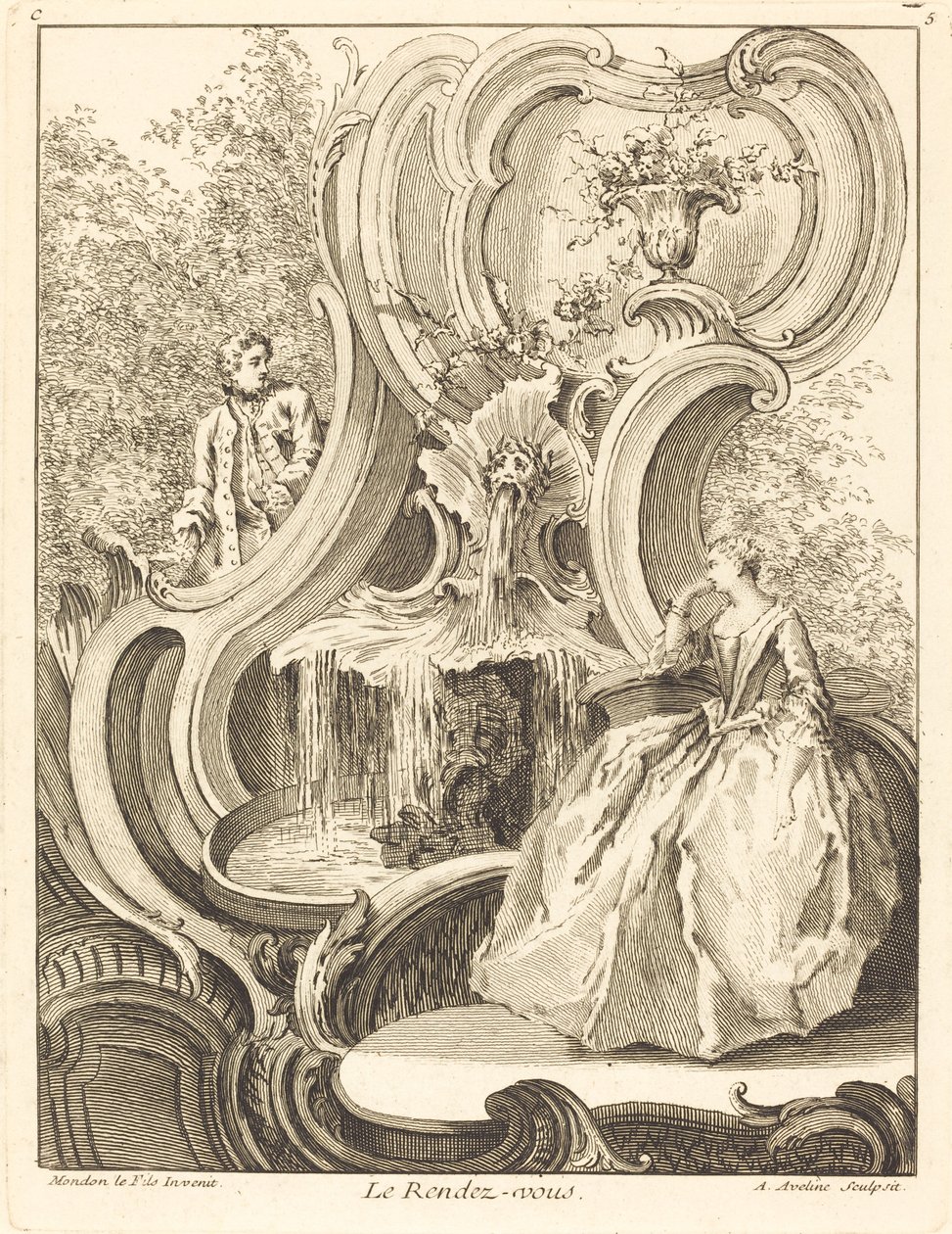 De Ontmoeting door Antoine Aveline after Jean Mondon