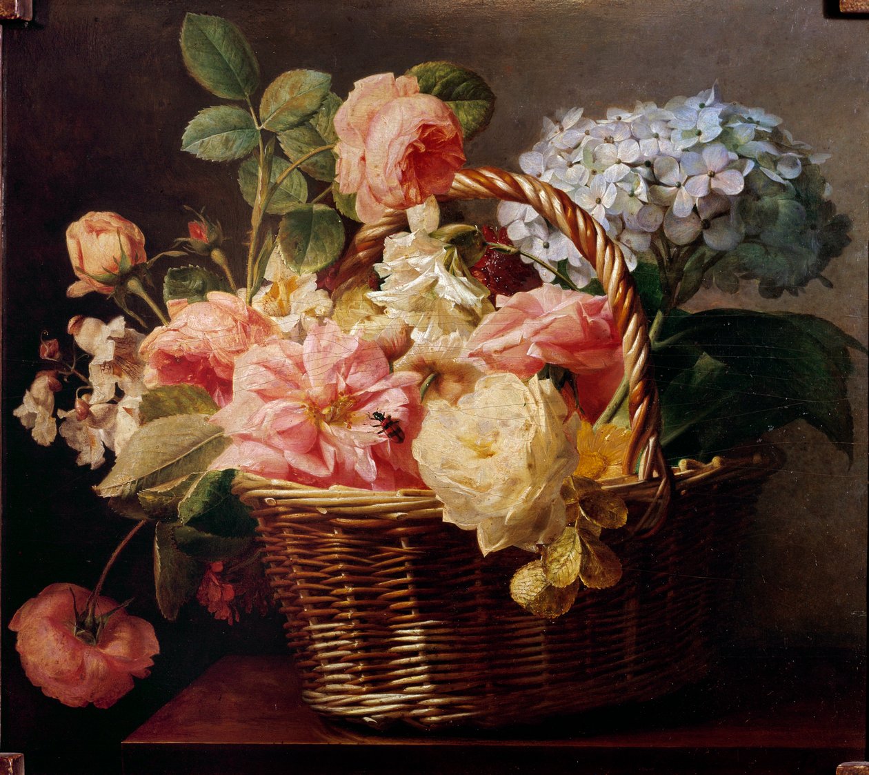 Boeketten bloemen in een mand door Antoine Berjon