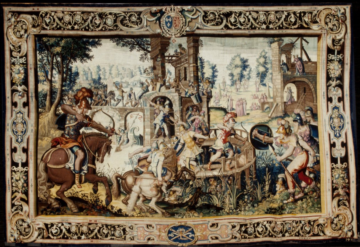 Oefening in de Aanval en Verdediging van een Bastion, ontworpen 1562-1565 (geweven 1611-1627) door Antoine Caron