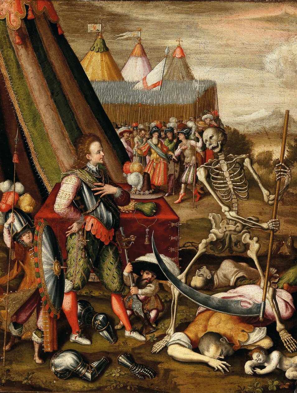 De Dialoog van de Prins met de Dood. Allegorie van de verschrikkingen van de oorlog door Antoine Caron