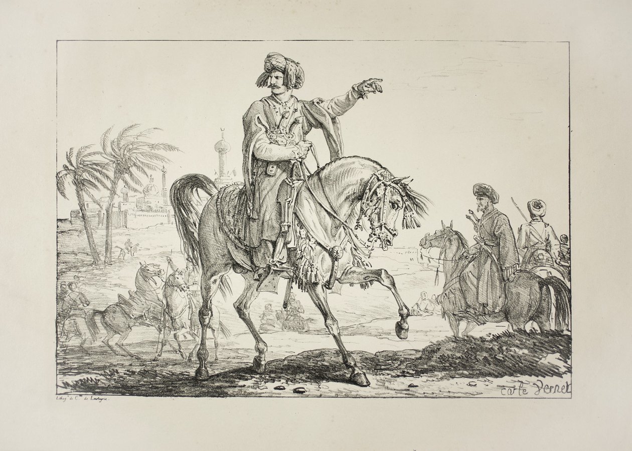 Hoofd Mameluk, c.1817 door Antoine Charles Horace Vernet