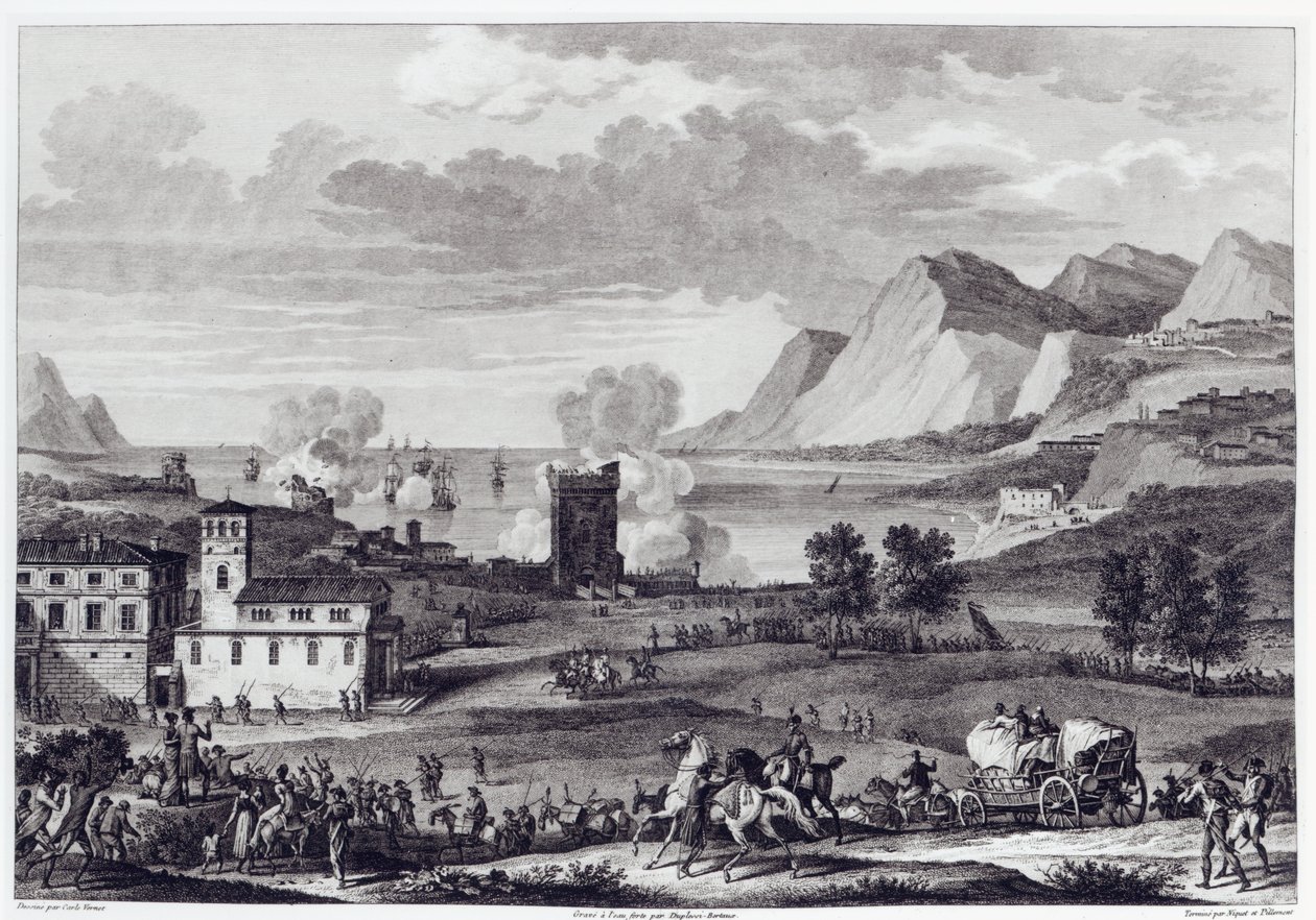 Bevrijding van Corsica, 20 oktober 1796, gegraveerd door Jean Duplessi-Bertaux (1747-1819) door Antoine Charles Horace Vernet
