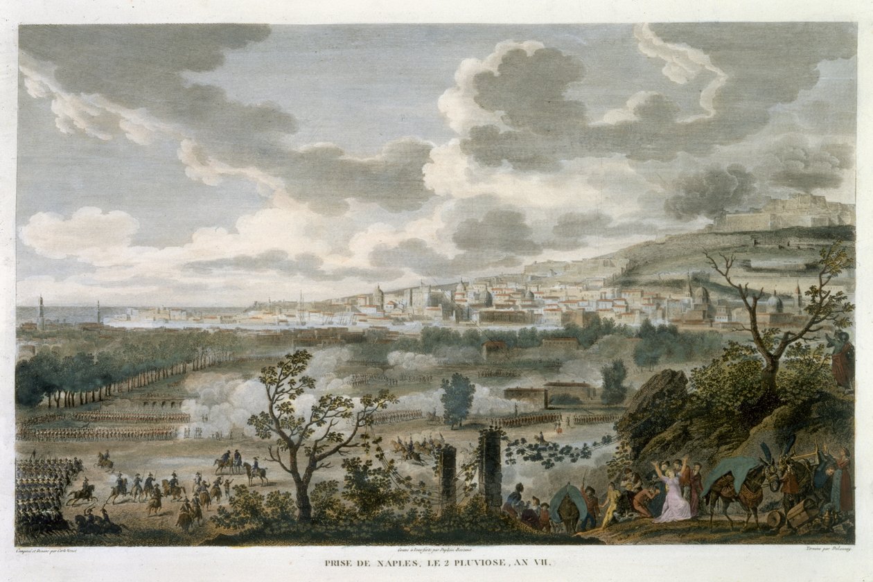De Verovering van Napels, 2 Pluviose, Jaar 7 (23 januari 1799) gegraveerd door Jean Duplessi-Bertaux (1747-1819) door Antoine Charles Horace Vernet
