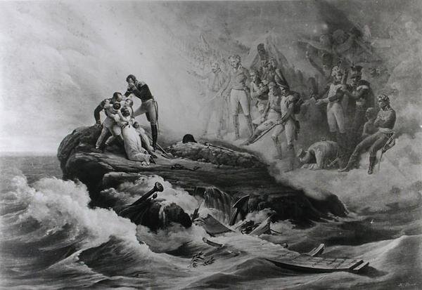 Het afscheid van de familie Bertrand, St. Helena, c.1821-36 door Antoine Charles Horace Vernet